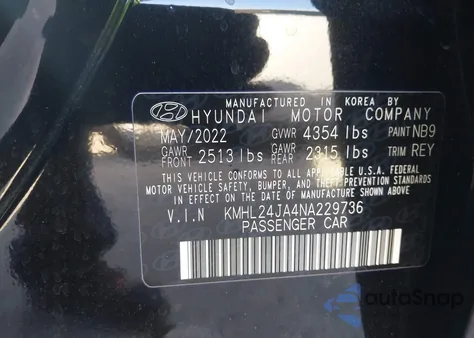 2022 Hyundai Sonata Se из США, поврежденный, VIN KMHL24JA4NA229736